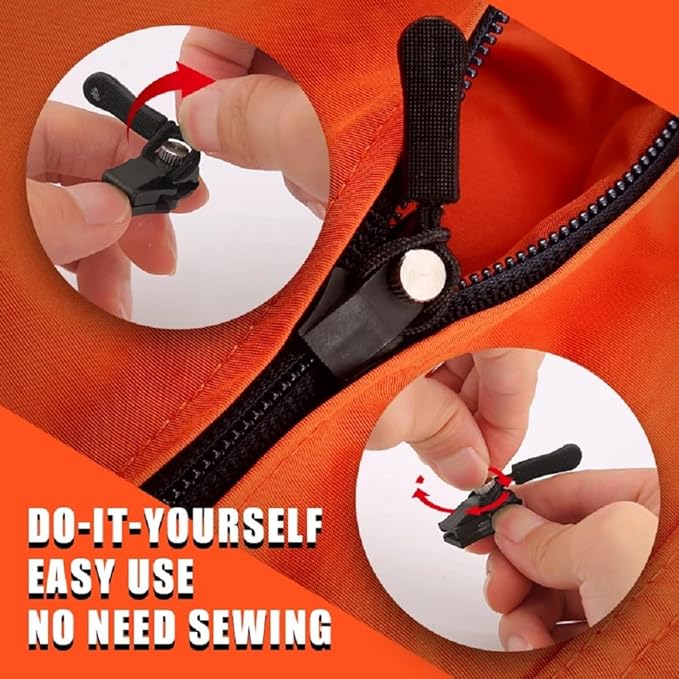 Portable Universal Detachable Zipper Slider for Bags, Coats, Clothes, Shoes & Boots with 3 Different Size (Small, Medium, Large) (Black)